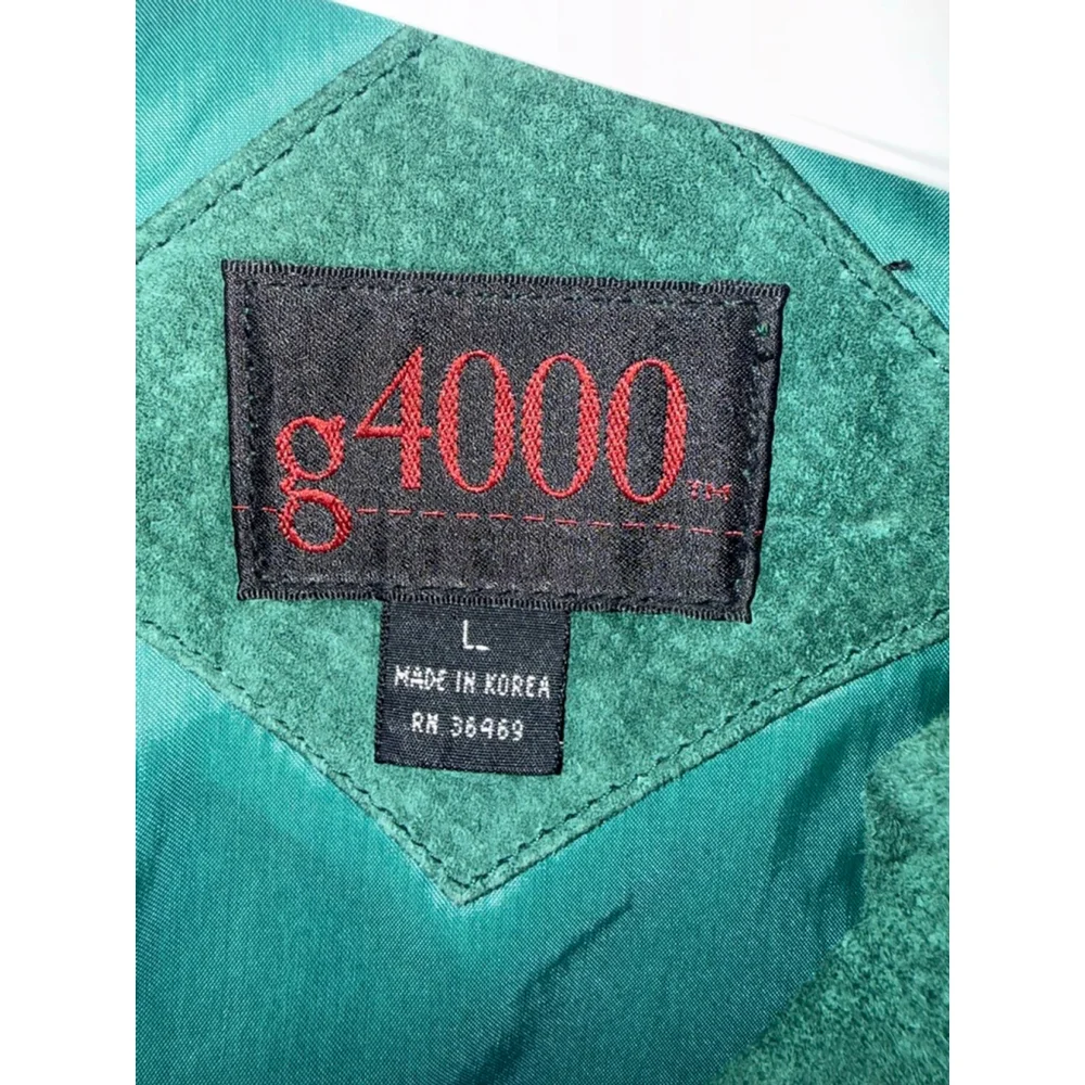 Women's G4000 Suede Leather Jacket VINTAGE Green Boho Southwest size Large 1980s